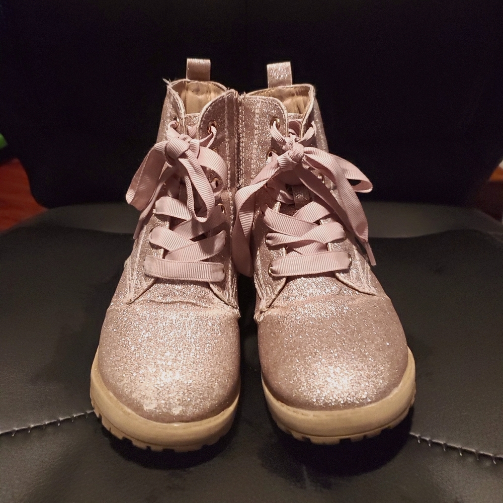 Pink Glittery Combat Boots